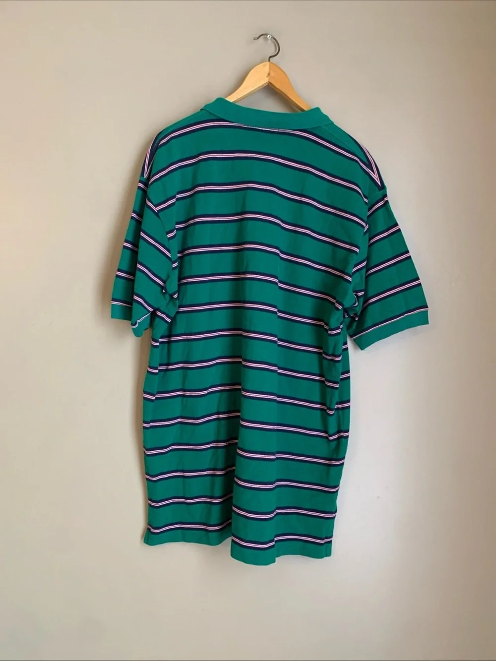 Polo Ralph Lauren Men's Polo Shirt Green Blue Stripe XL 90’s
